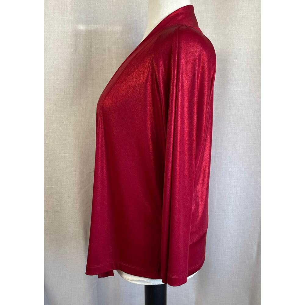 2PC Chico’s Travelers Slinky Red Tank Top Open Front Cardigan Topper XL 14-16 - Picture 3 of 7